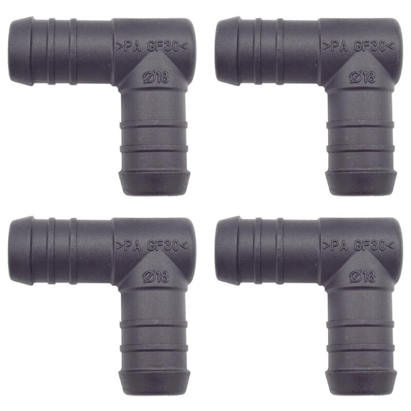 4 x YOU.S Original Schlauchverbinder Zwischenstück RGV Ø 18 mm 90° Winkel - L Form