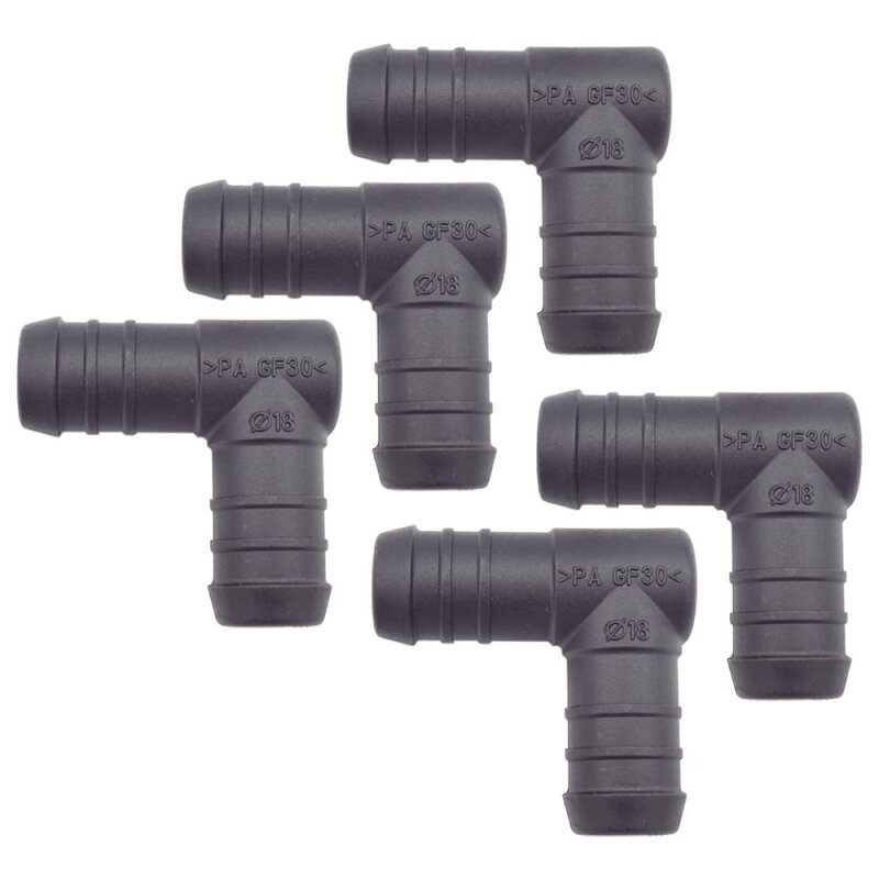 5 x YOU.S Original Schlauchverbinder Zwischenstück RGV Ø 18 mm 90° Winkel - L Form
