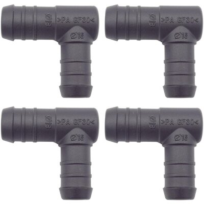4 x YOU.S Original Schlauchverbinder Zwischenstück RGV Ø 16x18 mm 90° Winkel - L-Form Reduzierer