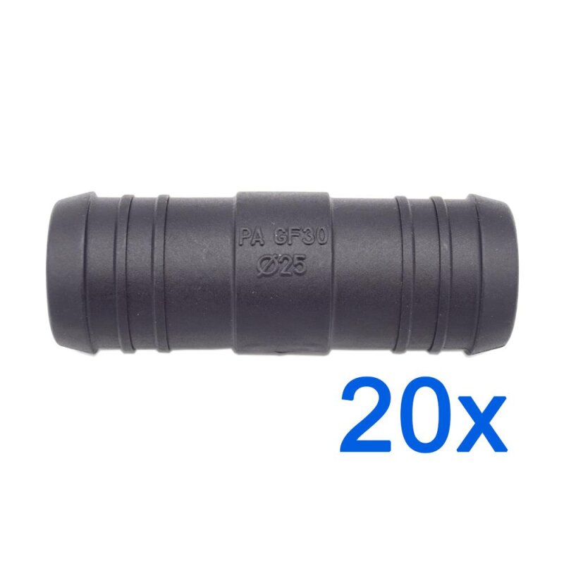 20 x YOU.S Original Schlauchverbinder Leitung Zwischenstück RGV Ø 25x25 mm - Gerade Form