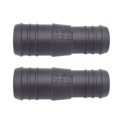 2 x YOU.S Original Schlauchverbinder Zwischenstück RGV Ø 25mm 22mm - Gerade Form - Reduzierer