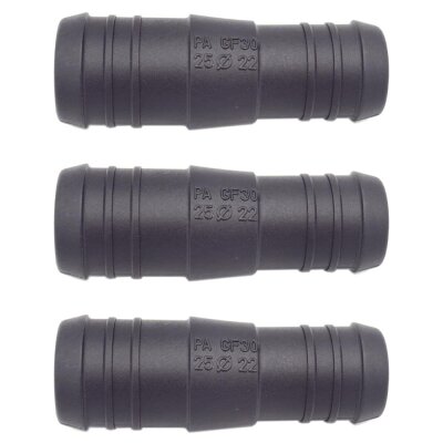 3 x YOU.S Original Schlauchverbinder Zwischenstück RGV Ø 25mm 22mm - Gerade Form - Reduzierer