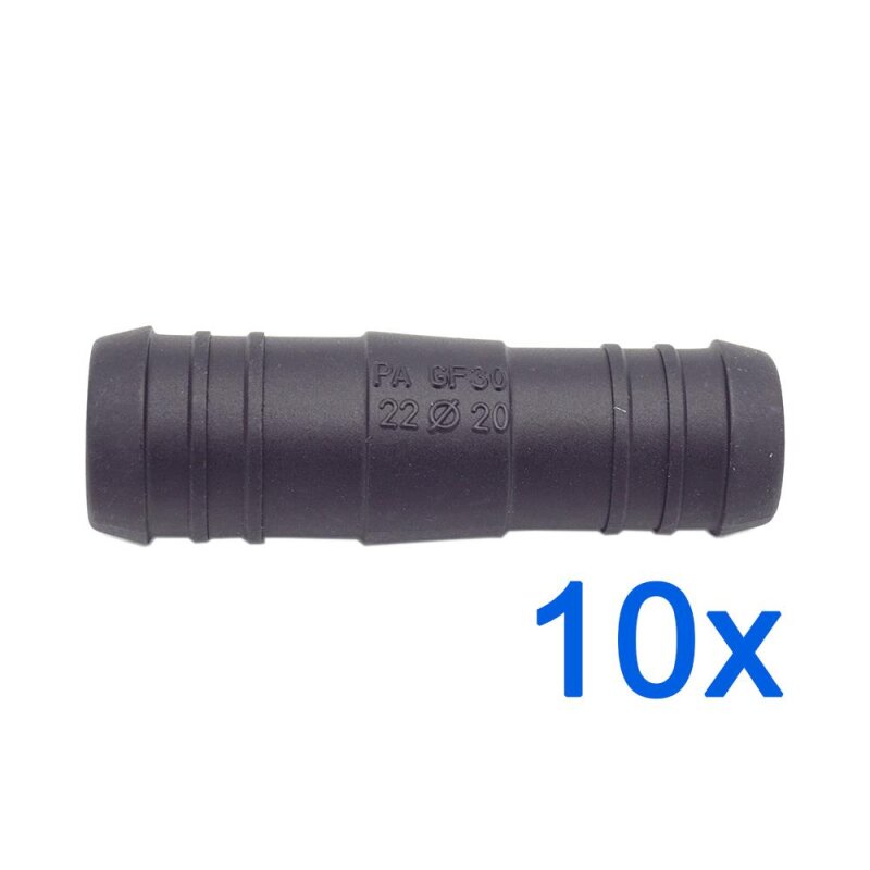 10 x YOU.S Original Schlauchverbinder Zwischenstück RGV Ø 22mm 20mm - Gerade Form - Reduzierer