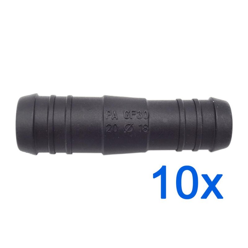 10 x YOU.S Original Schlauchverbinder Zwischenstück RGV Ø 20mm 18mm - Gerade Form - Reduzierer