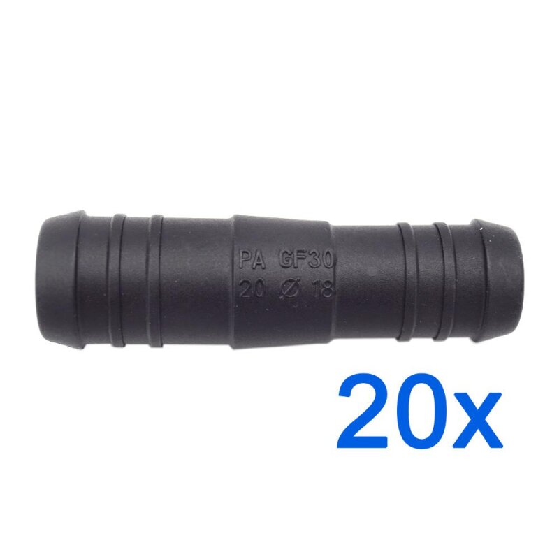 20 x YOU.S Original Schlauchverbinder Zwischenstück RGV Ø 20mm 18mm - Gerade Form - Reduzierer