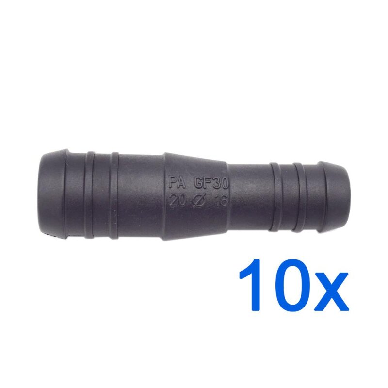 10 x YOU.S Original Schlauchverbinder Zwischenstück RGV Ø 20mm 16mm - Gerade Form - Reduzierer