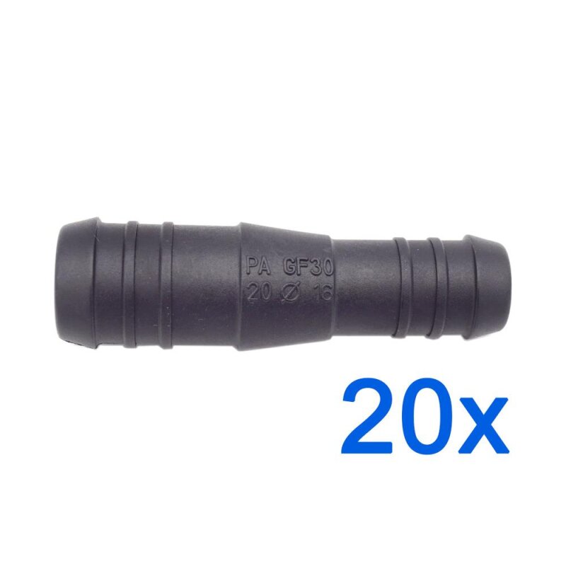 20 x YOU.S Original Schlauchverbinder Zwischenstück RGV Ø 20mm 16mm - Gerade Form - Reduzierer
