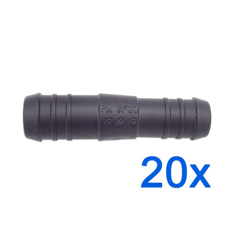 20 x YOU.S Original Schlauchverbinder Zwischenstück RGV Ø 18mm 16mm - Gerade Form - Reduzierer