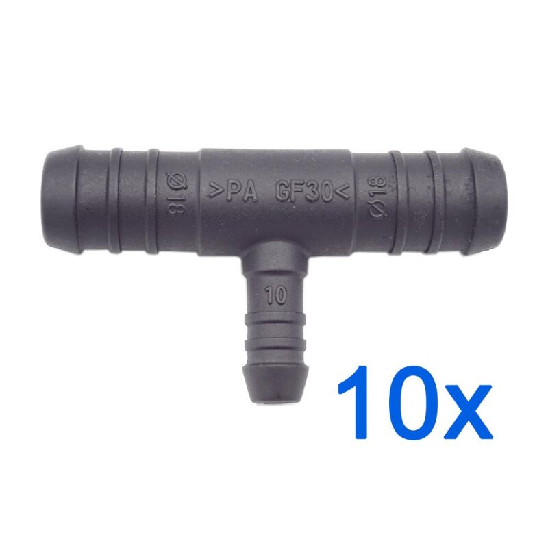 10 x YOU.S Original Schlauchverbinder Zwischenstück RGV Ø 18x18x10 mm - T-Stück Reduzierer