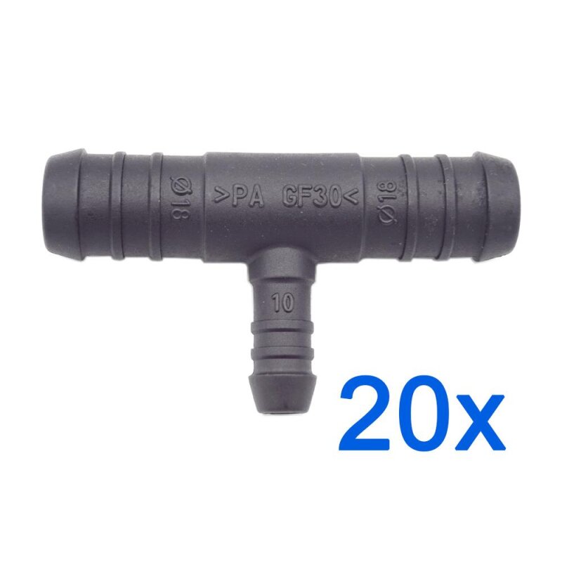 20 x YOU.S Original Schlauchverbinder Zwischenstück RGV Ø 18x18x10 mm - T-Stück Reduzierer