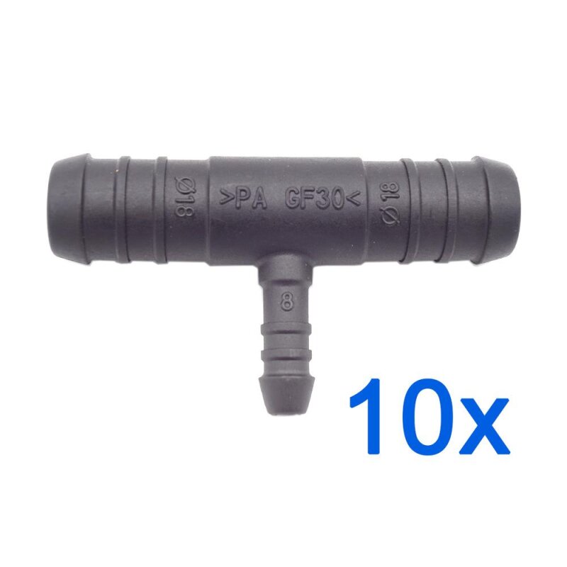 10 x YOU.S Original Schlauchverbinder Zwischenstück RGV Ø 18x18x8 mm - T-Stück Reduzierer