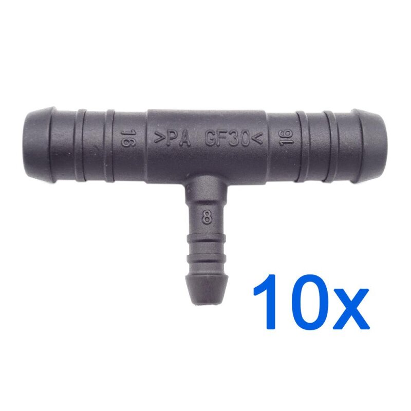 10 x YOU.S Original Schlauchverbinder Zwischenstück RGV Ø 16x16x8 mm - T-Stück Reduzierer