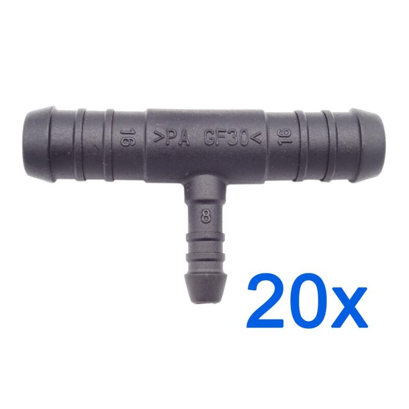 20 x YOU.S Original Schlauchverbinder Zwischenstück RGV Ø 16x16x8 mm - T-Stück Reduzierer