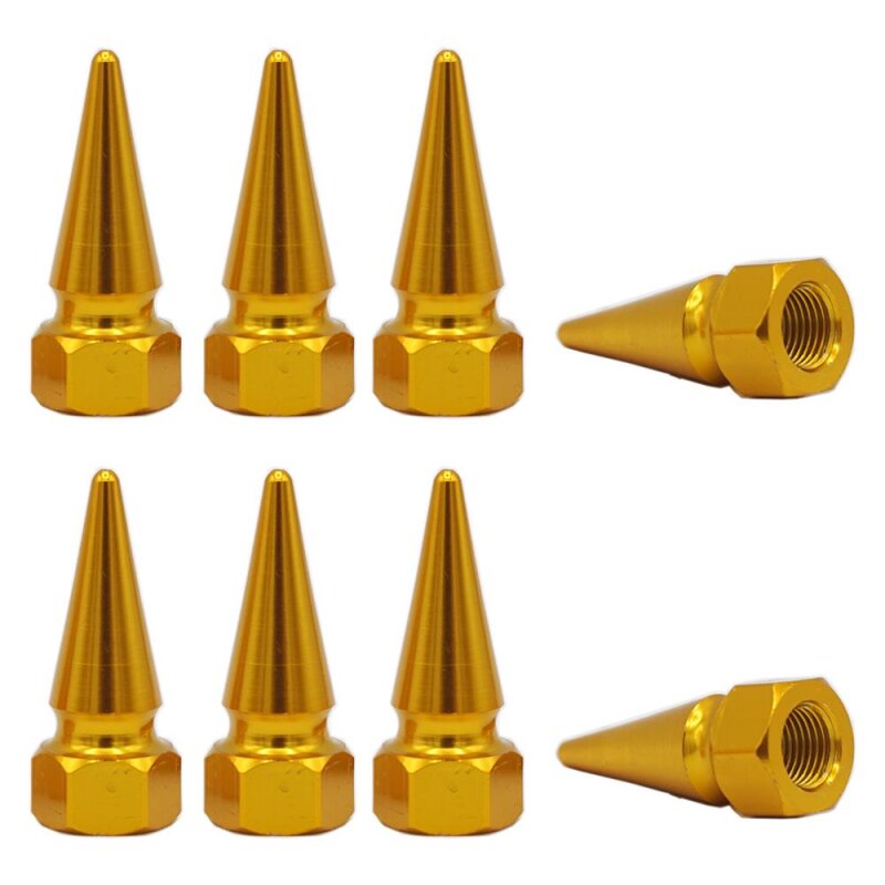 8 Stück YOU.S Ventilkappen Reifenventile Spike in Gold für Auto PKW LKW Motorrad Fahrrad