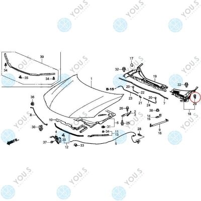 40 x YOU.S Original Kühlergrill Befestigung Clips komaptibel mit HONDA - 90602-Ta0-003