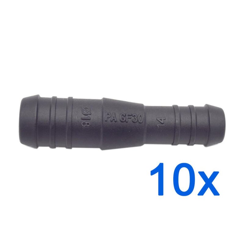 10 x YOU.S Original Schlauchstutzen Verbindungsstück RGV Ø 18mm 14mm - Gerade Form - Reduzierer