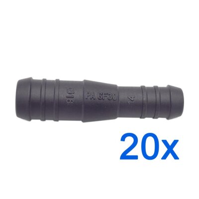 20 x YOU.S Original Schlauchstutzen Verbindungsstück RGV Ø 18mm 14mm - Gerade Form - Reduzierer