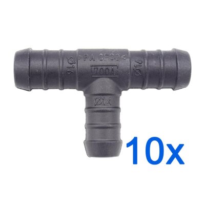 10 x YOU.S Original Schlauchverbinder Zwischenstück RGV Ø 16x16x14 mm - T-Stück Reduzierer