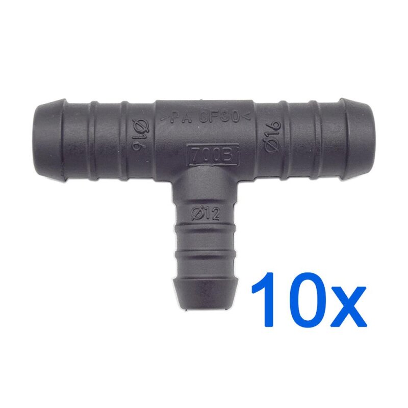 10 x YOU.S Original Schlauchverbinder Zwischenstück RGV Ø 16x16x12 mm - T-Stück Reduzierer