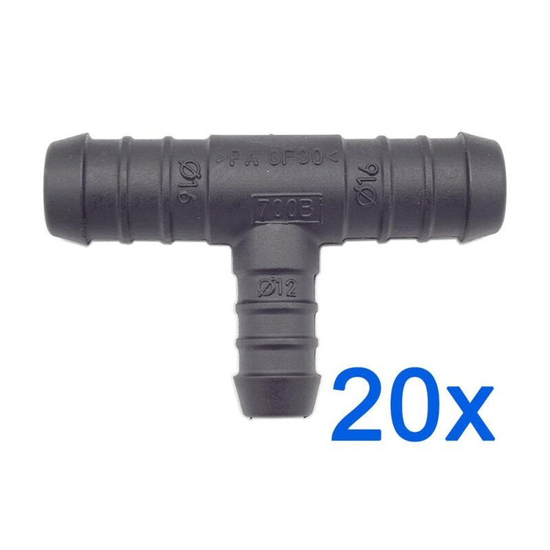 20 x YOU.S Original Schlauchverbinder Zwischenstück RGV Ø 16x16x12 mm - T-Stück Reduzierer