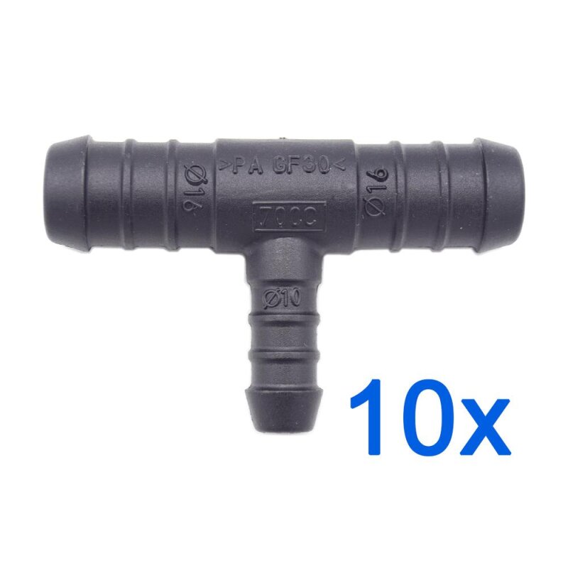 10 x YOU.S Original Schlauchverbinder Zwischenstück RGV Ø 16x16x10 mm - T-Stück Reduzierer