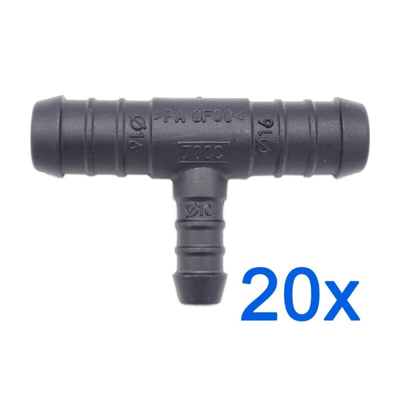 20 x YOU.S Original Schlauchverbinder Zwischenstück RGV Ø 16x16x10 mm - T-Stück Reduzierer