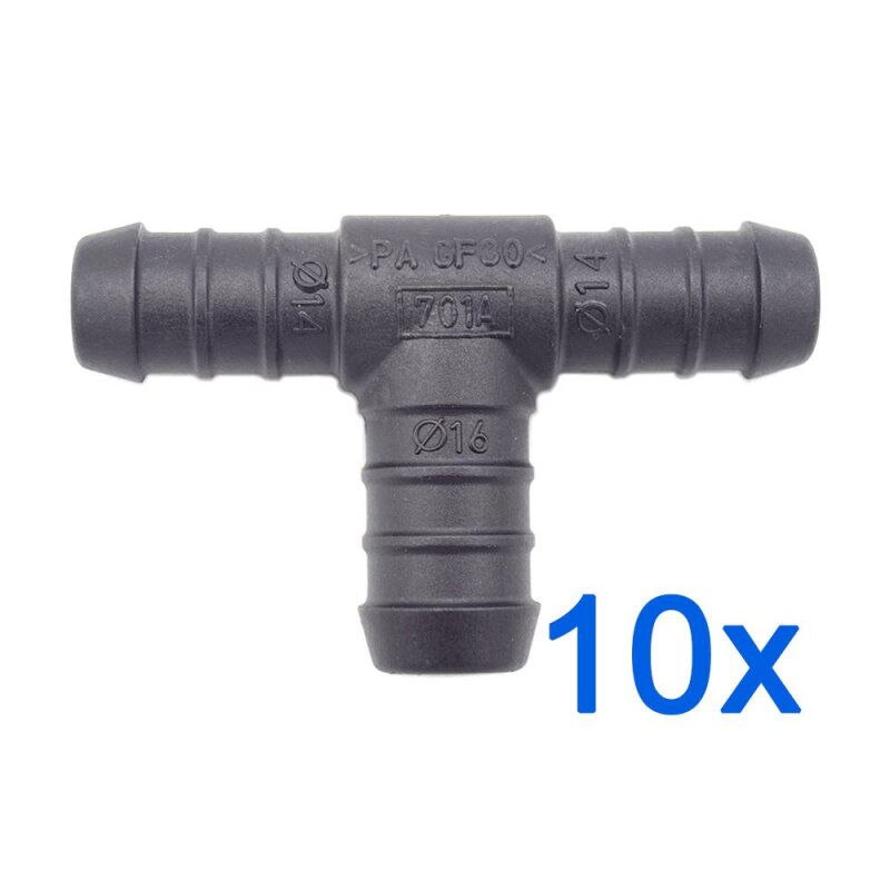 10 x YOU.S Original Schlauchverbinder Zwischenstück RGV Ø 14x16x14 mm - T-Stück Reduzierer