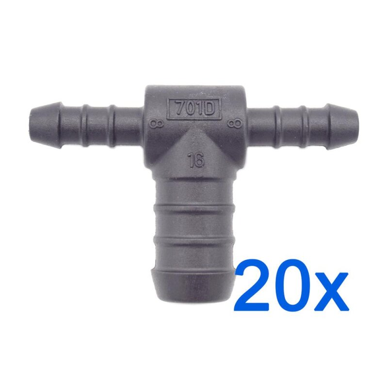 20 x YOU.S Original Schlauchverbinder Zwischenstück RGV Ø 8x16x8 mm - T-Stück Reduzierer