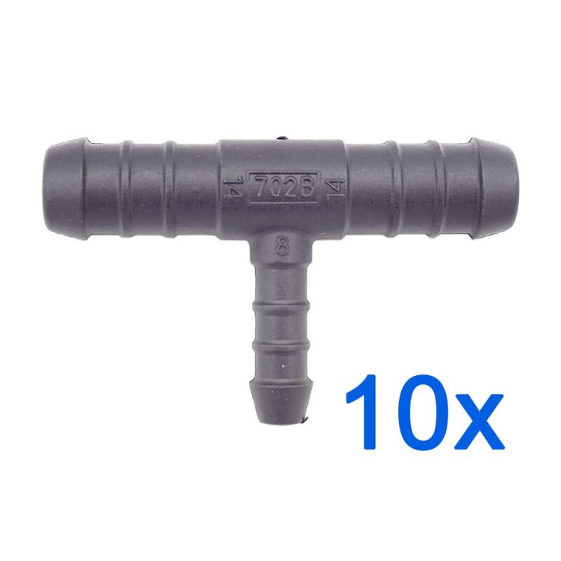 10 x YOU.S Original Schlauchverbinder Zwischenstück RGV Ø 14x8x14 mm - T-Stück Reduzierer