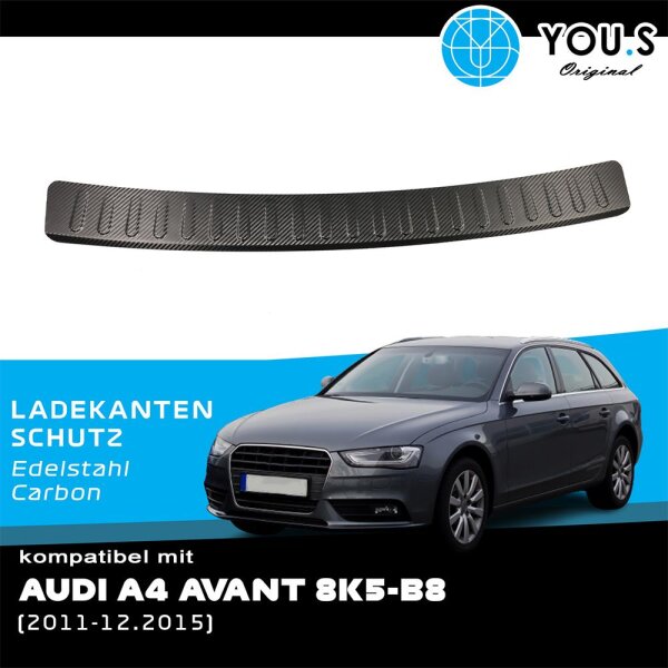 YOU.S Original Ladekantenschutz Abdeckung Carbon / Edelstahl kompatibel mit Audi A4 Avant ab Bj. 2011-2015