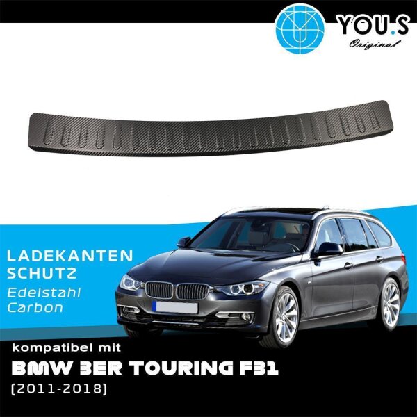 YOU.S Original Ladekantenschutz Abdeckung Carbon / Edelstahl kompatibel mit BMW 3er Touring F31 ab Bj. 2011-2018