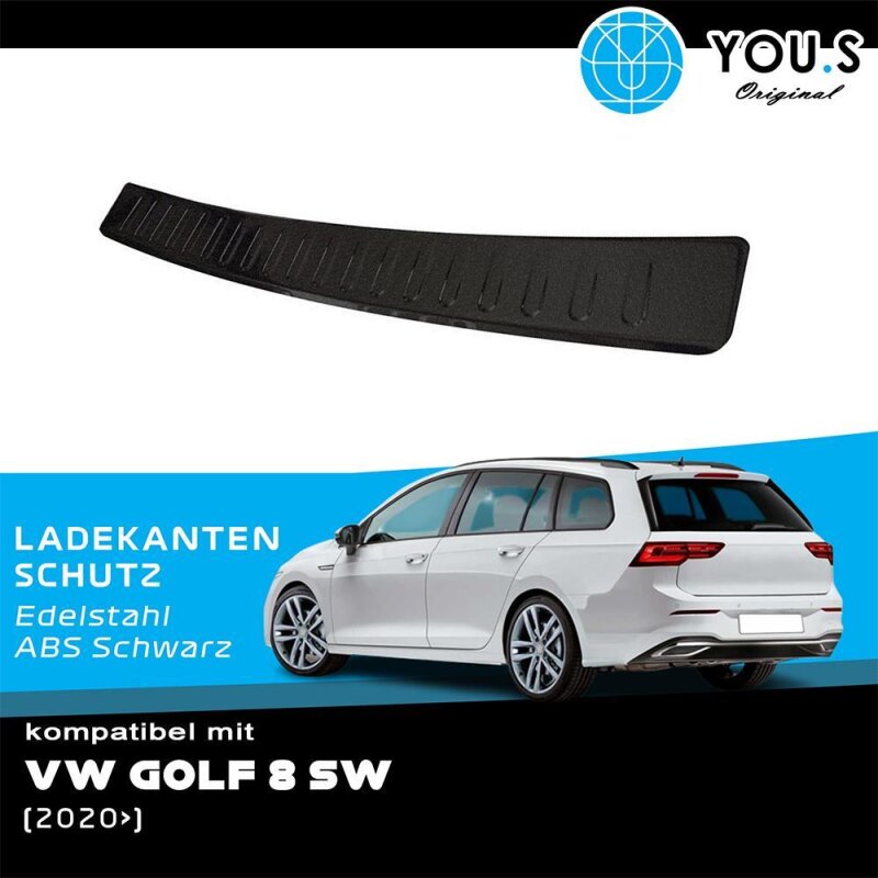 YOU.S Original Ladekantenschutz Schutzleiste ABS Kunststoff Schwarz kompatibel mit VW Golf 8 Variant ab Bj. 2019