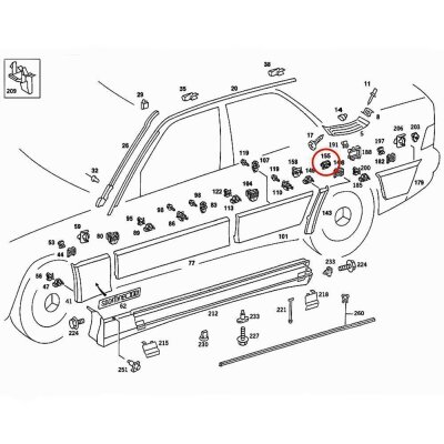 40 x YOU.S Original Seitenverkleidung Beplankung Clips kompatibel mit Mercedes-Benz 190 (W201) - A0019884581