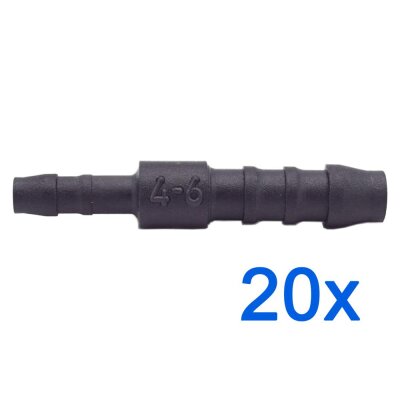 20 x YOU.S Original Schlauchverbinder Zwischenstück RGV Ø 6mm 4mm - Gerade Form - Reduzierer