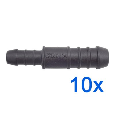 10 x YOU.S Original Schlauchverbinder Zwischenstück RGV Ø 14mm 10mm - Gerade Form - Reduzierer