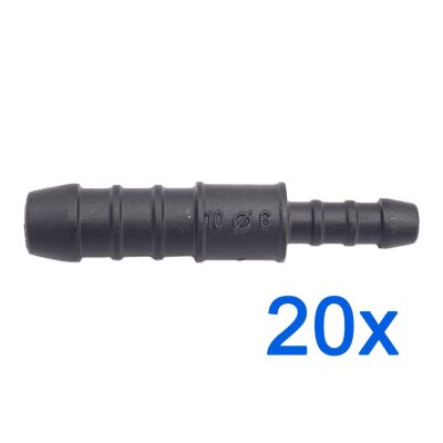 20 x YOU.S Original Schlauchverbinder Zwischenstück RGV Ø 10mm 6mm - Gerade Form - Reduzierer