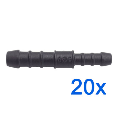 20 x YOU.S Original Schlauchverbinder Zwischenstück RGV Ø 8mm 6mm - Gerade Form - Reduzierer