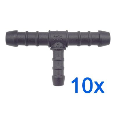10 x YOU.S Original Schlauchverbinder Zwischenstück RGV Ø 8x6x8 mm - T-Stück Reduzierer