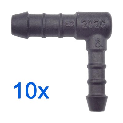 10 x YOU.S Original Schlauchverbinder Zwischenstück RGV Ø 6x8 mm 90° Winkel - L-Form Reduzierer