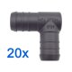 20 x YOU.S Original Schlauchverbinder Zwischenstück RGV Ø 20 mm 90° Winkel - L Form