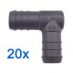 20 x YOU.S Original Schlauchverbinder Zwischenstück RGV Ø 18 mm 90° Winkel - L Form