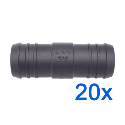 20 x YOU.S Original Schlauchverbinder Leitung Zwischenstück RGV Ø 25x25 mm - Gerade Form