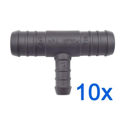 10 x YOU.S Original Schlauchverbinder Zwischenstück RGV Ø 20x20x12 mm - T-Stück Reduzierer