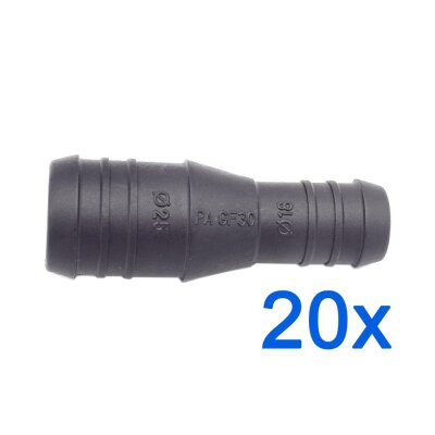 20 x YOU.S Original Schlauchverbinder Zwischenstück RGV Ø 25mm 18mm - Gerade Form - Reduzierer
