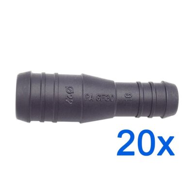 20 x YOU.S Original Schlauchverbinder Zwischenstück RGV Ø 22mm 16mm - Gerade Form - Reduzierer