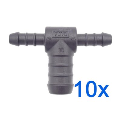 10 x YOU.S Original Schlauchverbinder Zwischenstück RGV Ø 8x16x8 mm - T-Stück Reduzierer
