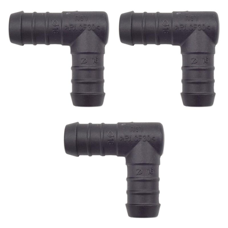 3 x YOU.S Original Schlauchverbinder Zwischenstück RGV Ø 16 mm 90° Winkel - L Form