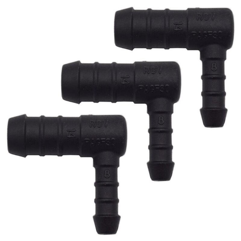 3 x YOU.S Original Schlauchverbinder Zwischenstück RGV Ø 14x8 mm 90° Winkel - L Form