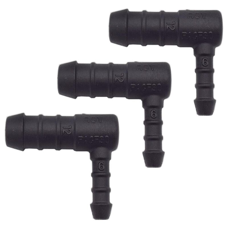 3 x YOU.S Original Schlauchverbinder Zwischenstück RGV Ø 12x6 mm 90° Winkel - L Form