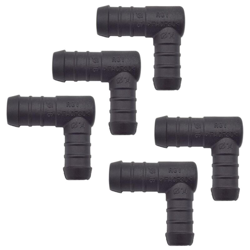 5 x YOU.S Original Schlauchverbinder Zwischenstück RGV Ø 16x14 mm 90° Winkel - L Form